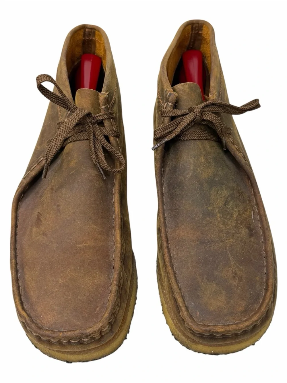 Clarks Mens Wallabee Brown Beeswax Leather Shoes Chukka Ankle Books Size 11.5